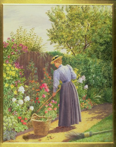 Dama jardineando en un borde herbáceo de Marian Emma Chase